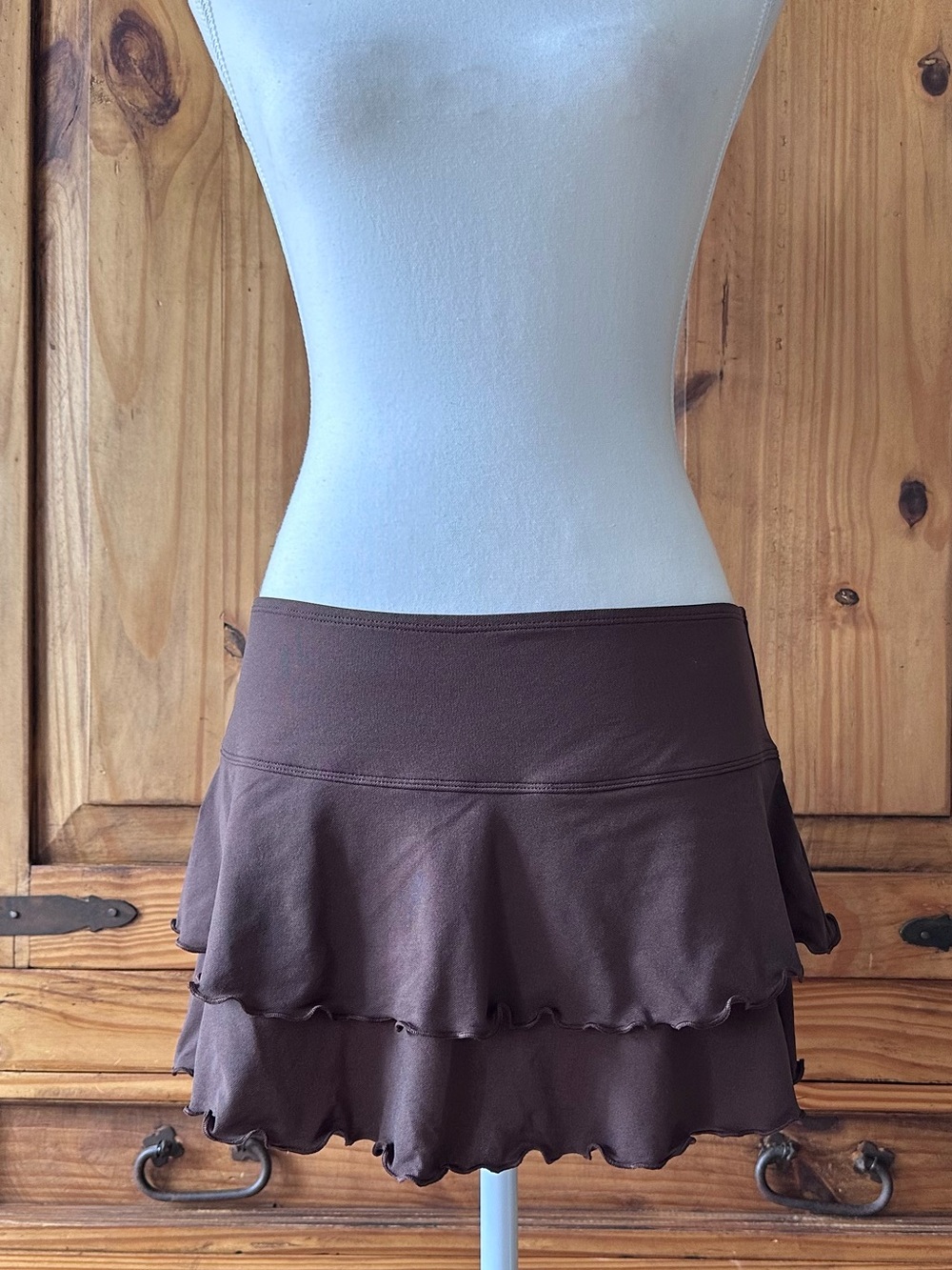 Body Glove Chocolate Brown Tiered Mini Skirt Y2K Style - M